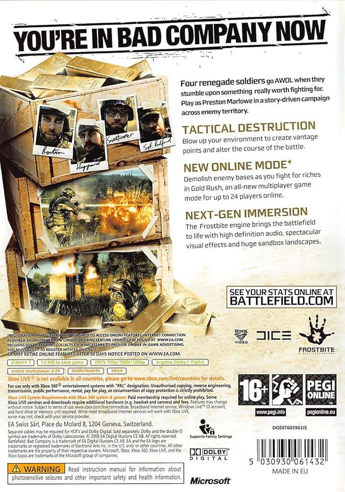 Battlefield: Bad Company - Microsoft Xbox 360 (Electronics Arts - 12) video game collectible [Barcode 5030947061432] - Main Image 2