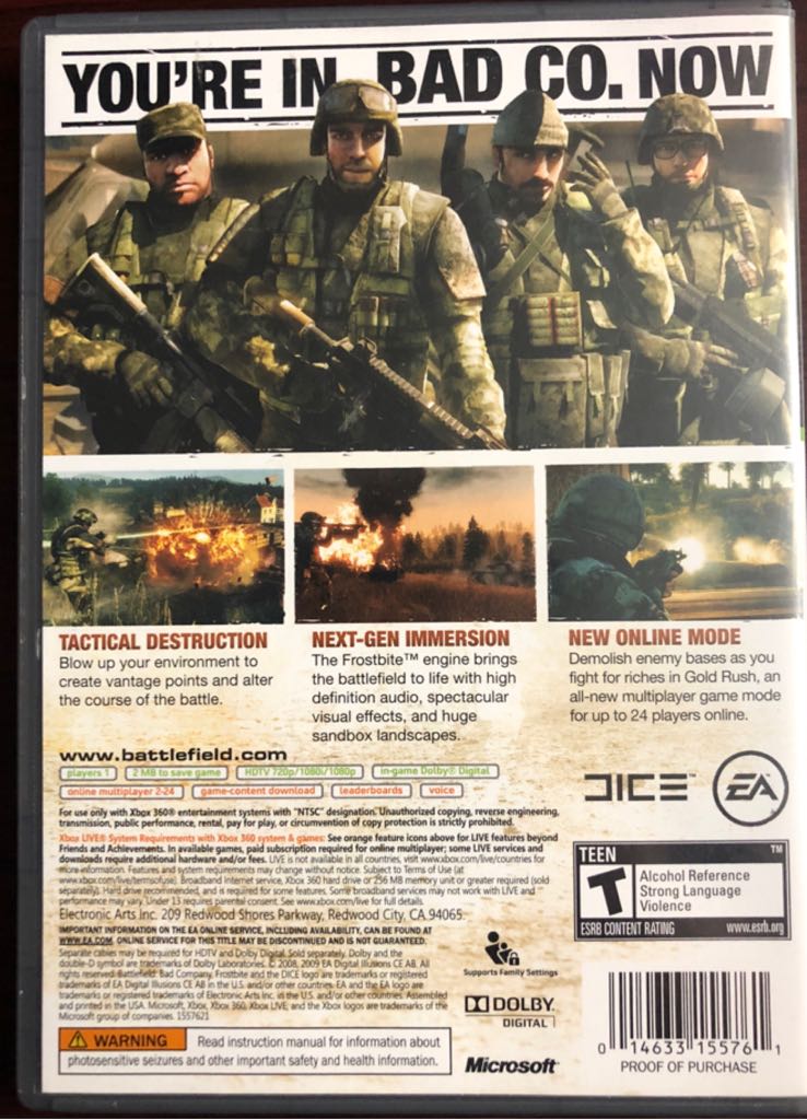 Battlefield: Bad Company - Microsoft Xbox 360 (Electronic Arts) video game collectible - Main Image 2