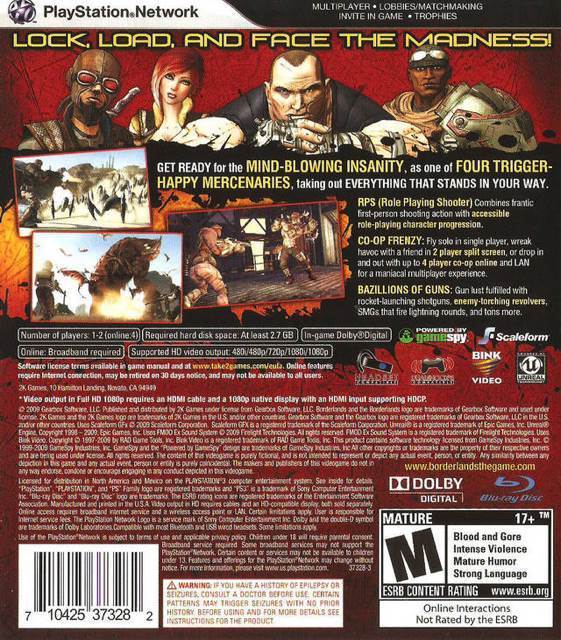 Borderlands - Sony PlayStation 3 (PS3) (2K Boston/2K - 4) video game collectible [Barcode 00107204] - Main Image 2