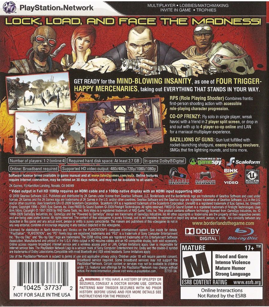 Borderlands 1 - Sony PlayStation 3 (PS3) (2K Games - 4) video game collectible [Barcode 5026555401081] - Main Image 2
