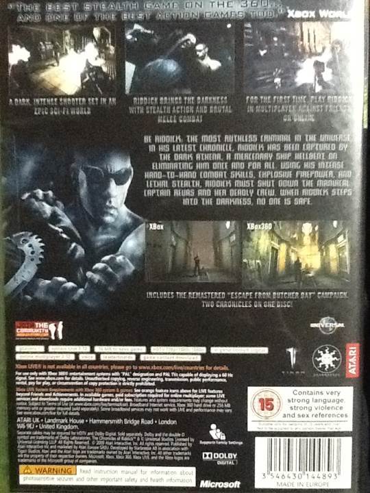 The Chronicles of Riddick Assault on Dark Athena - Microsoft Xbox 360 (Atari - 1) video game collectible [Barcode 3546430144893] - Main Image 2