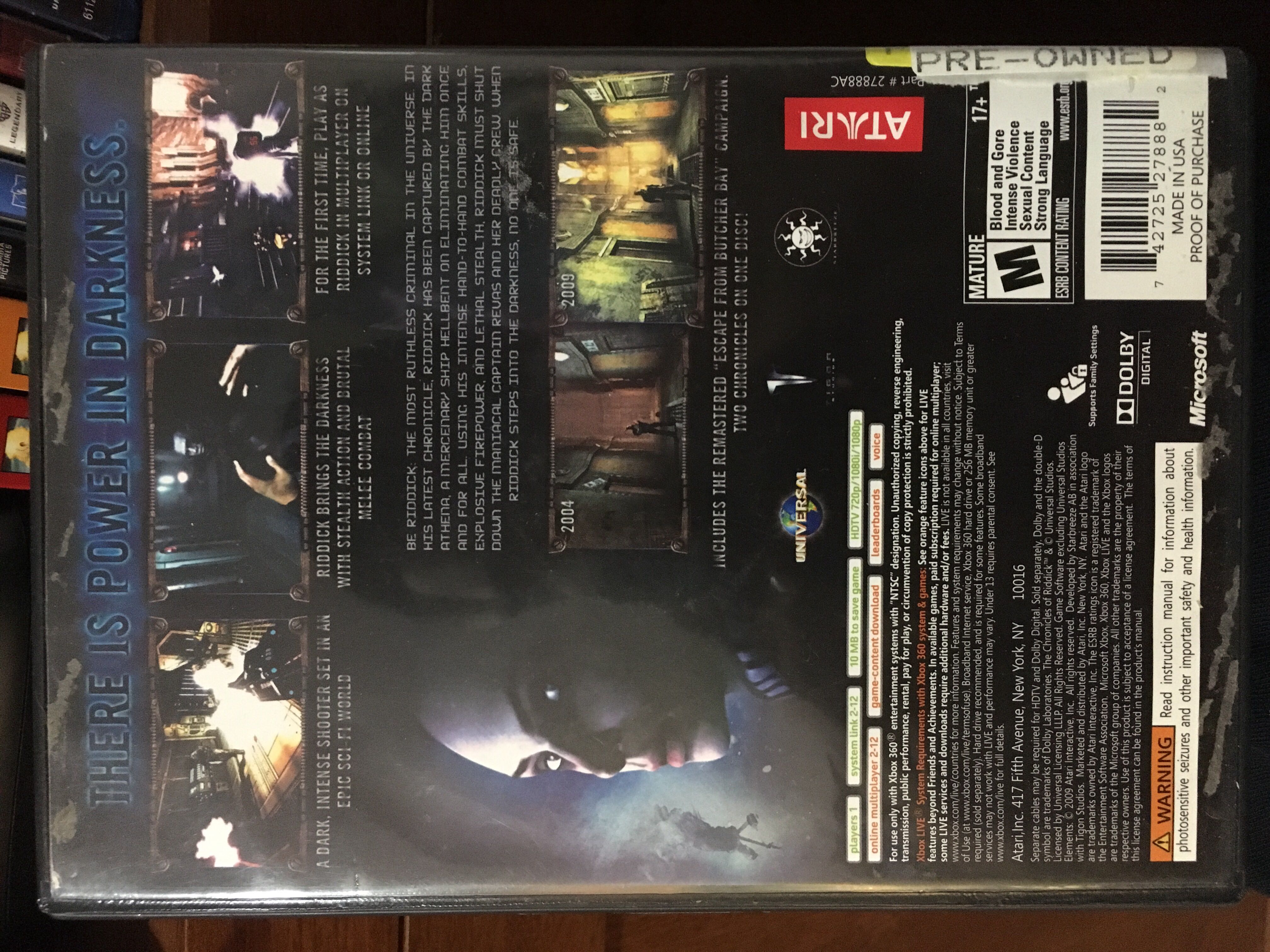 The Chronicles of Riddick: Assault on Dark Athena - Microsoft Xbox 360 (Atari - 1) video game collectible [Barcode 742725278882] - Main Image 2