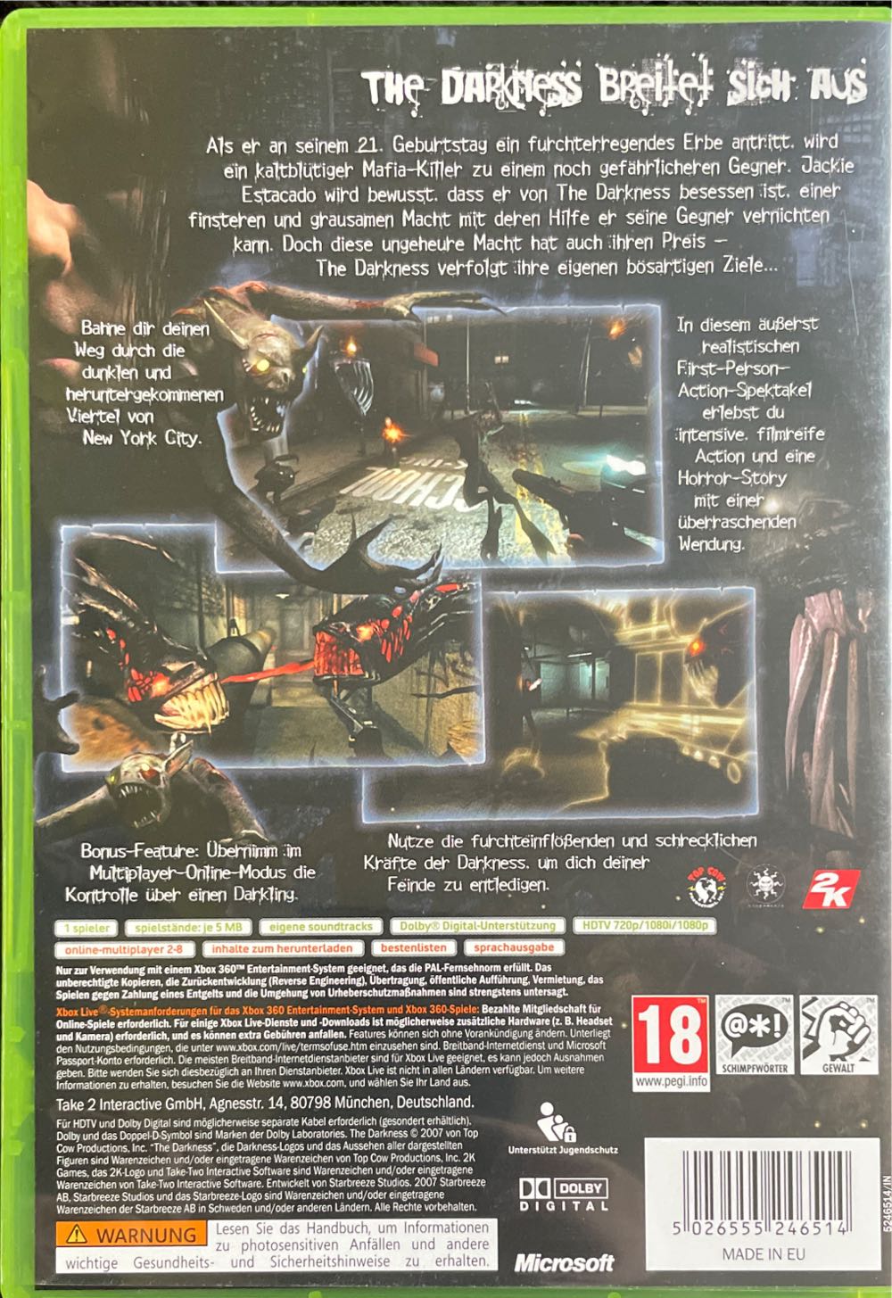 Darkness - Microsoft Xbox 360 (1) video game collectible [Barcode 5026555246514] - Main Image 2