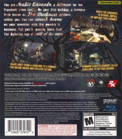 The Darkness - Sony PlayStation 3 (PS3) (2K Games - 1) video game collectible [Barcode 5026555400145] - Main Image 2