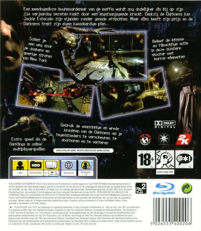 The Darkness PS3 - Sony PlayStation 3 (PS3) (2K Boston/2K - 1) video game collectible [Barcode 5026555400152] - Main Image 2