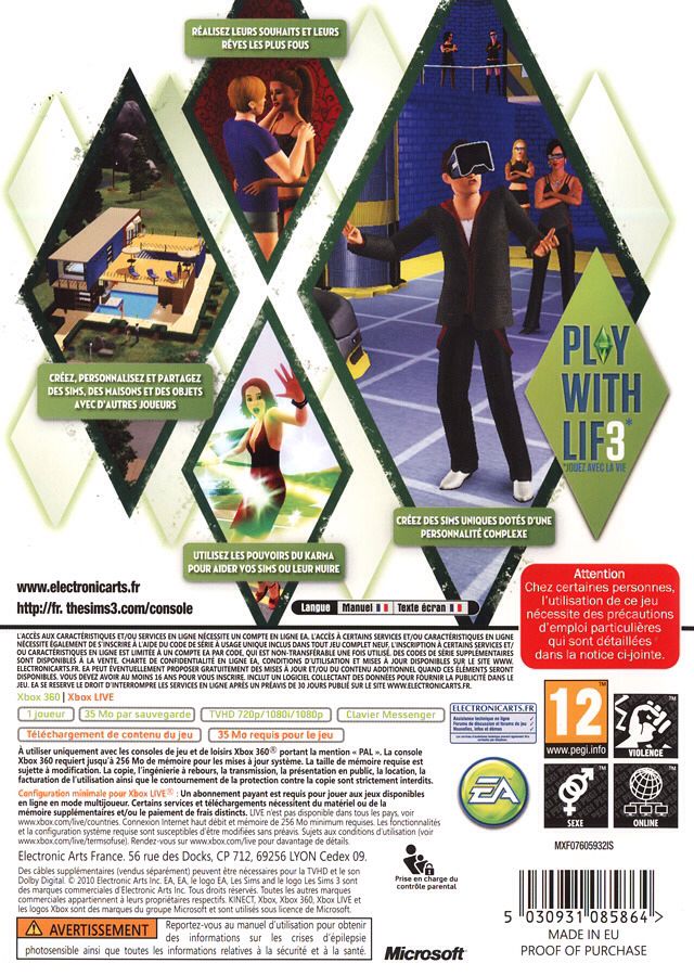 The Sims 3 - Microsoft Xbox 360 ((EA) Electronic Arts - 1) video game collectible [Barcode 014633731750] - Main Image 2
