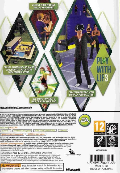 The Sims 3 - Microsoft Xbox 360 (Electronic Arts/EA Games) video game collectible [Barcode 5030945085867] - Main Image 2