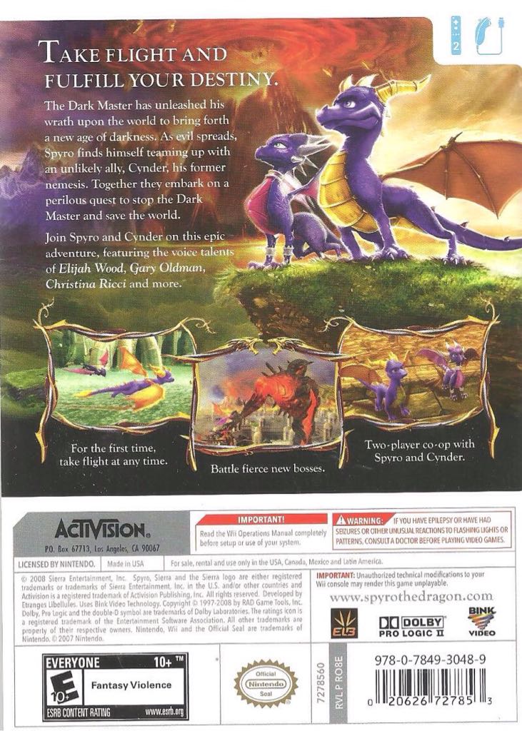 The Legend Of Spyro: Dawn of the Dragon - Nintendo Wii (Vivendi Games - 2) video game collectible [Barcode 020626727860] - Main Image 2
