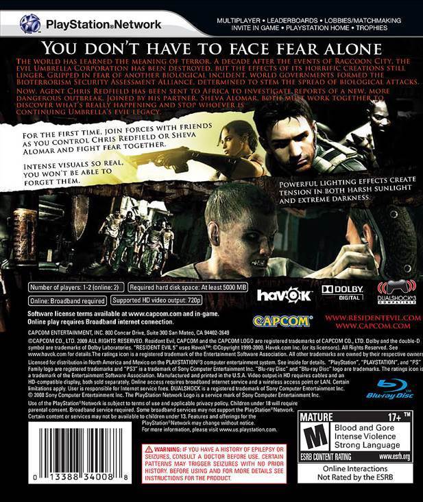 Resident Evil 5 - Sony PlayStation Network (PSN) (Capcom - 2) video game collectible [Barcode 5055060925720] - Main Image 2