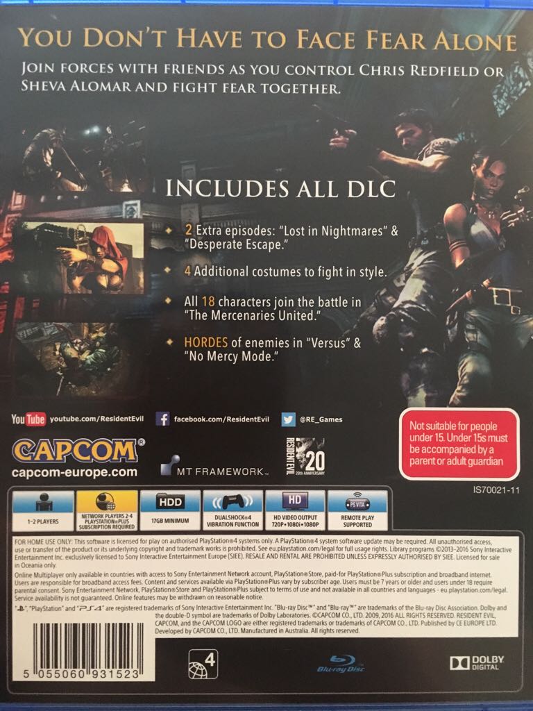 Resident Evil 5 - Sony PlayStation 4 (PS4) (Capcom Europe - 1-2) video game collectible [Barcode 5055060931523] - Main Image 2