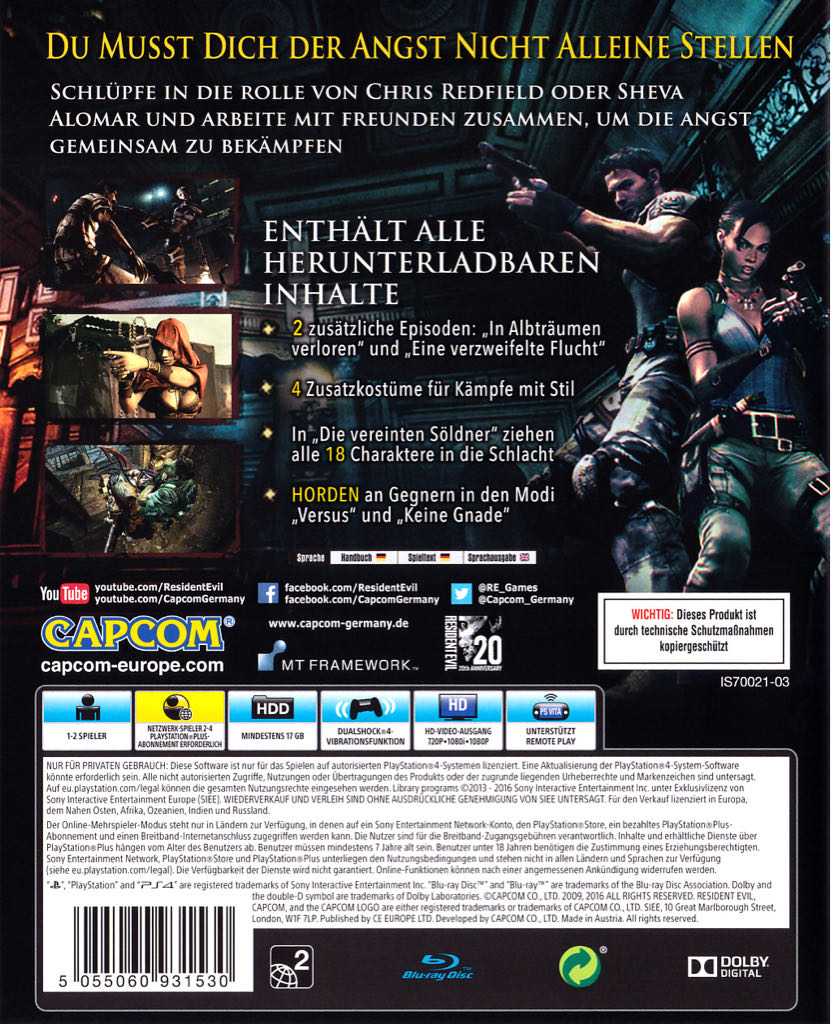 Resident Evil 5 - Sony PlayStation 4 (PS4) (Capcom - 1 - 2) video game collectible [Barcode 5055060931530] - Main Image 2