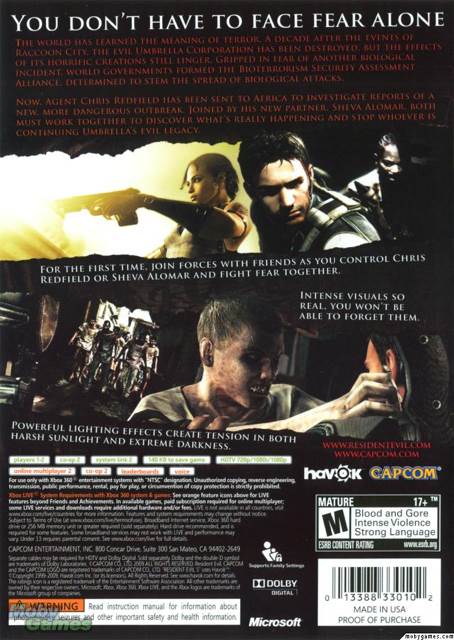 Resident Evil 5 - Microsoft Xbox 360 (Capcom - 1) video game collectible [Barcode 5055060961599] - Main Image 2