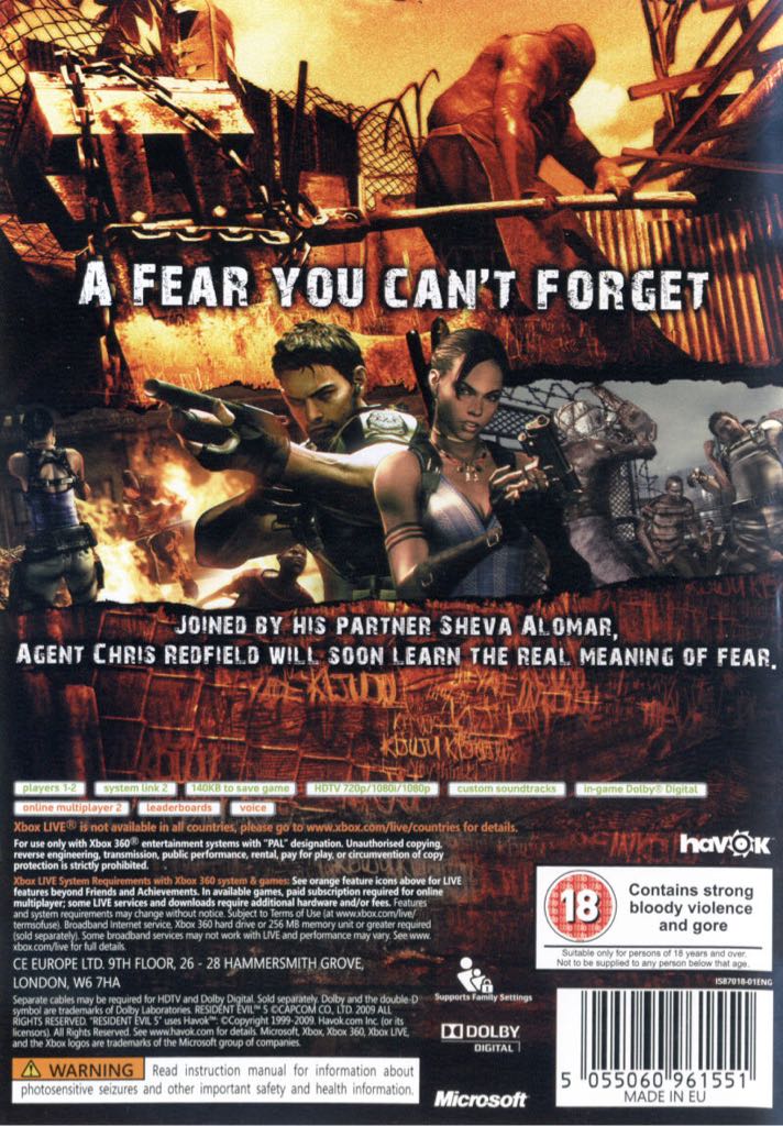 Resident Evil 5 - Sony PlayStation 4 (PS4) (Capcom - 1) video game collectible [Barcode 5055060980934] - Main Image 2
