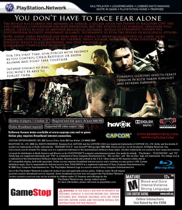 Resident Evil 5 - Sony PlayStation 3 (PS3) (Capcom - 1-2) video game collectible - Main Image 2