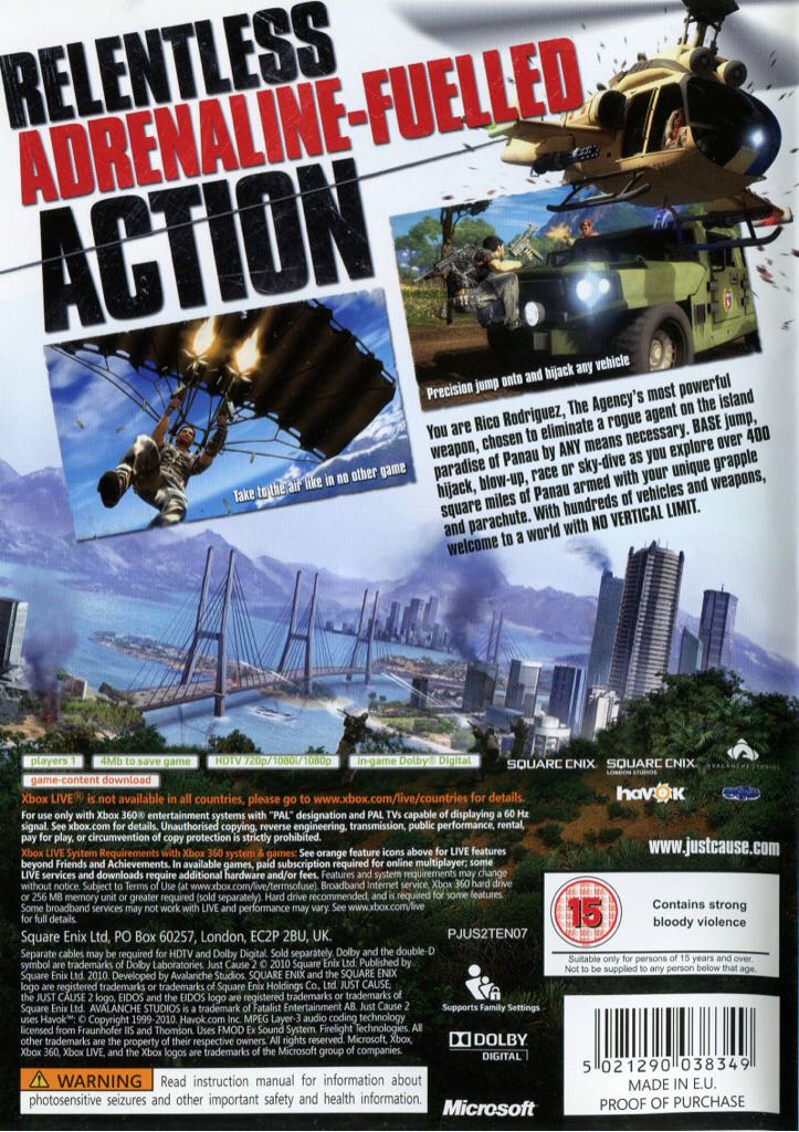 Just Cause 2 - Microsoft Xbox 360 (Square Enix - 1) video game collectible [Barcode 122621200598] - Main Image 2