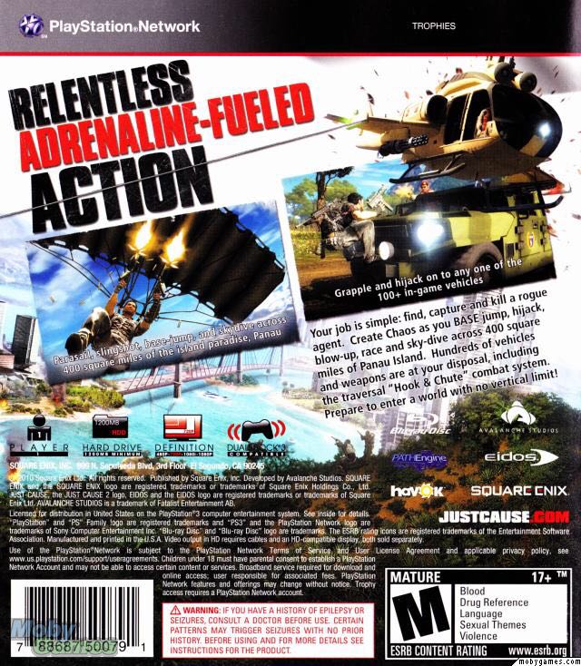 Just Cause 2 - Sony PlayStation 3 (PS3) (Eidos Interactive - 1) video game collectible [Barcode 5021290038448] - Main Image 2