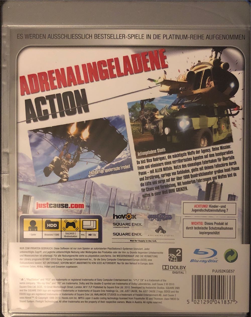 Just Cause 2 - Sony PlayStation 3 (PS3) (Square Enix - 1) video game collectible [Barcode 5021290041837] - Main Image 2