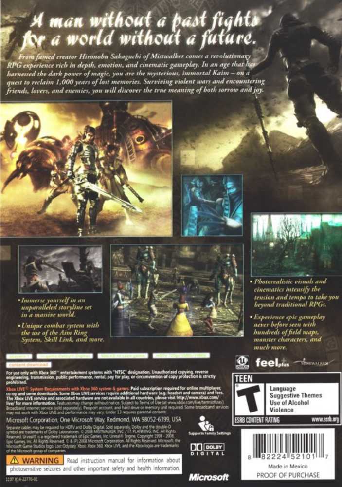 Lost Odyssey - Microsoft Xbox 360 (Microsoft Game Studios - 1) video game collectible [Barcode 1887273647724] - Main Image 2