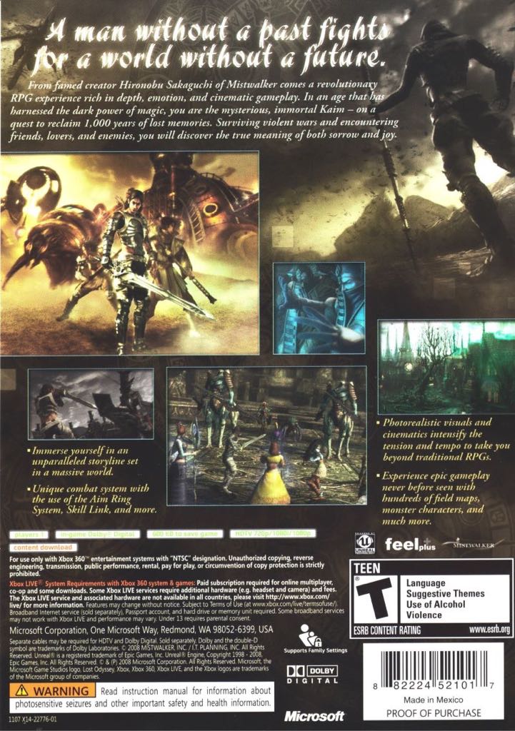 Lost Odyssey - Microsoft Xbox 360 (Microsoft Game Studios - 1) video game collectible [Barcode 882224625456] - Main Image 2
