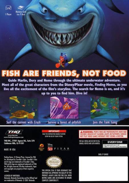 Pixar’s Finding Nemo(Player’s Choice) - Nintendo GameCube (Traveller’s Tales - 1) video game collectible [Barcode 785138380179] - Main Image 2