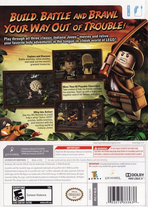 LEGO: Indiana Jones The Original Adventures - Nintendo Wii (2) video game collectible [Barcode 023272006587] - Main Image 2