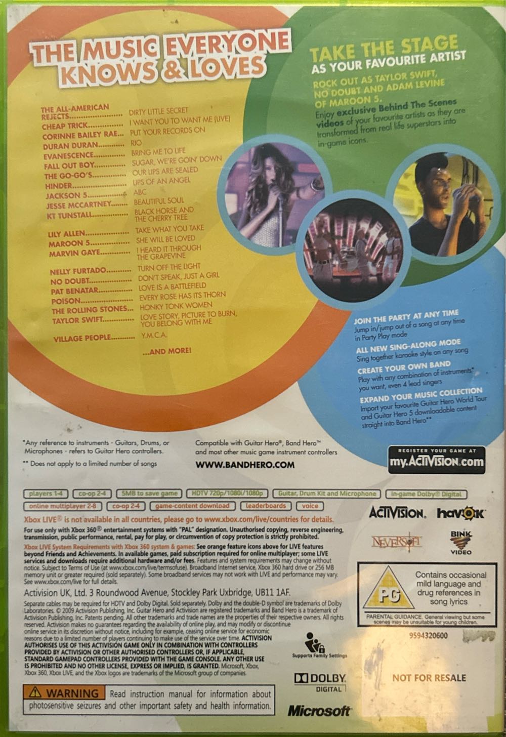 Band Hero - Microsoft Xbox 360 (Activision Blizzard - 1-4) video game collectible [Barcode 030917074677] - Main Image 2