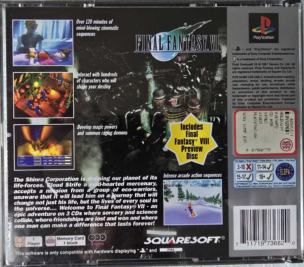 Final Fantasy VII - Sony PlayStation (SquareSoft - 1) video game collectible - Main Image 2
