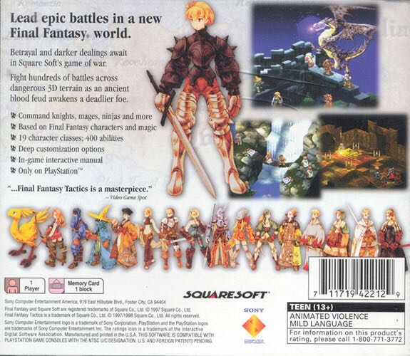 Final Fantasy Tactics - Sony PlayStation (SquareSoft - 1) video game collectible [Barcode 0711719422129] - Main Image 2