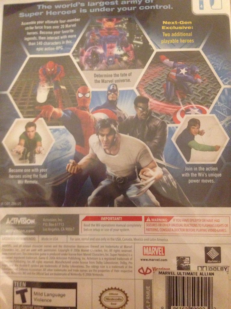 Marvel Ultimate Alliance - Nintendo Wii (Marvel) video game collectible [Barcode 886162509922] - Main Image 2