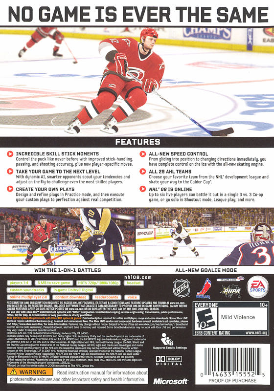 Nhl 08 - Microsoft Xbox 360 (EA Electronics Arts - 1-6) video game collectible [Barcode 5030932059123] - Main Image 2