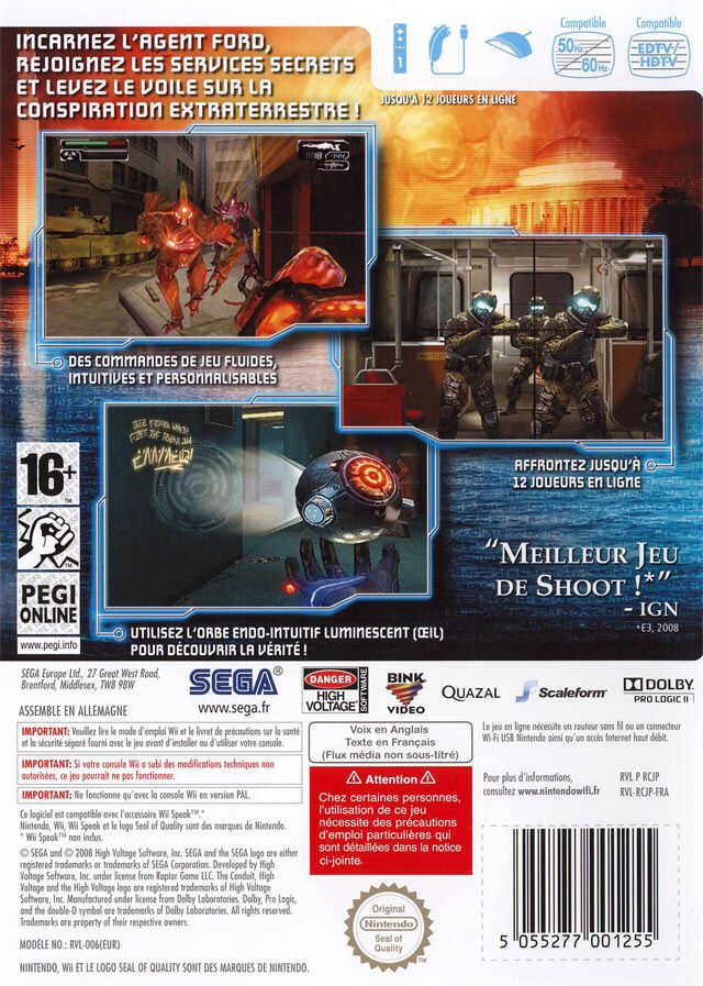 The Conduit - Nintendo Wii (Sega - 1) video game collectible [Barcode 5055277001255] - Main Image 2