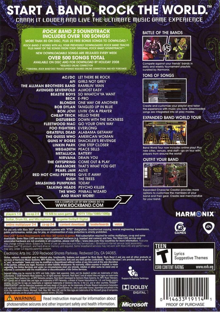 Rock Band 2 - Microsoft Xbox 360 (MTV Games - 4) video game collectible [Barcode 5030932068637] - Main Image 2