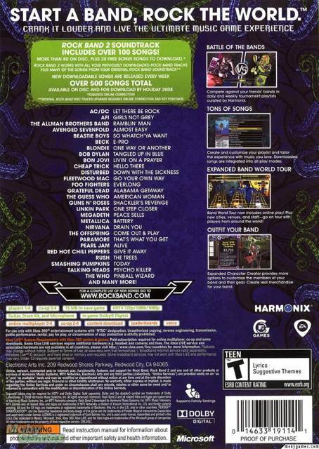 Rock Band 2 - Microsoft Xbox 360 (EA Games - 1-4) video game collectible [Barcode 75281717] - Main Image 2