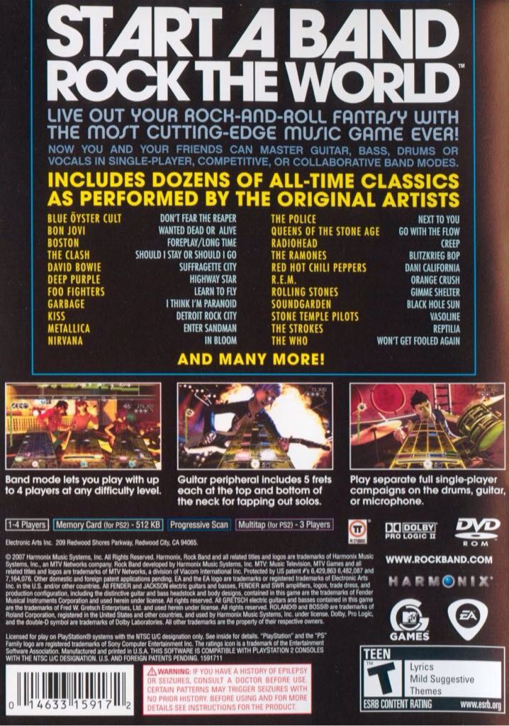 Rock Band - Sony PlayStation 2 (PS2) (MTV Games - 4) video game collectible [Barcode 014633159172] - Main Image 2