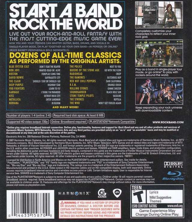 Rock Band - Sony PlayStation 3 (PS3) (Electronic Arts/EA Games - 4) video game collectible [Barcode 6053933360684] - Main Image 2
