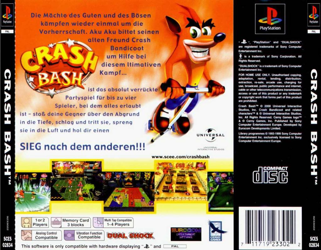 Crash Bash - Sony PlayStation (SCEA - 4) video game collectible [Barcode 711719233329] - Main Image 2