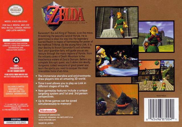 The Legend of Zelda: Ocarina of Time - Nintendo 64 (N64) (Nintendo - 1) video game collectible [Barcode 0624262137528] - Main Image 2