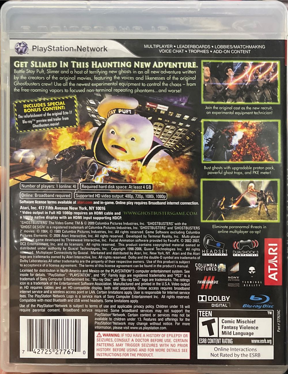 Ghostbusters: The Video Game - Sony PlayStation 3 (PS3) (Atari - 1) video game collectible [Barcode 742725277670] - Main Image 3