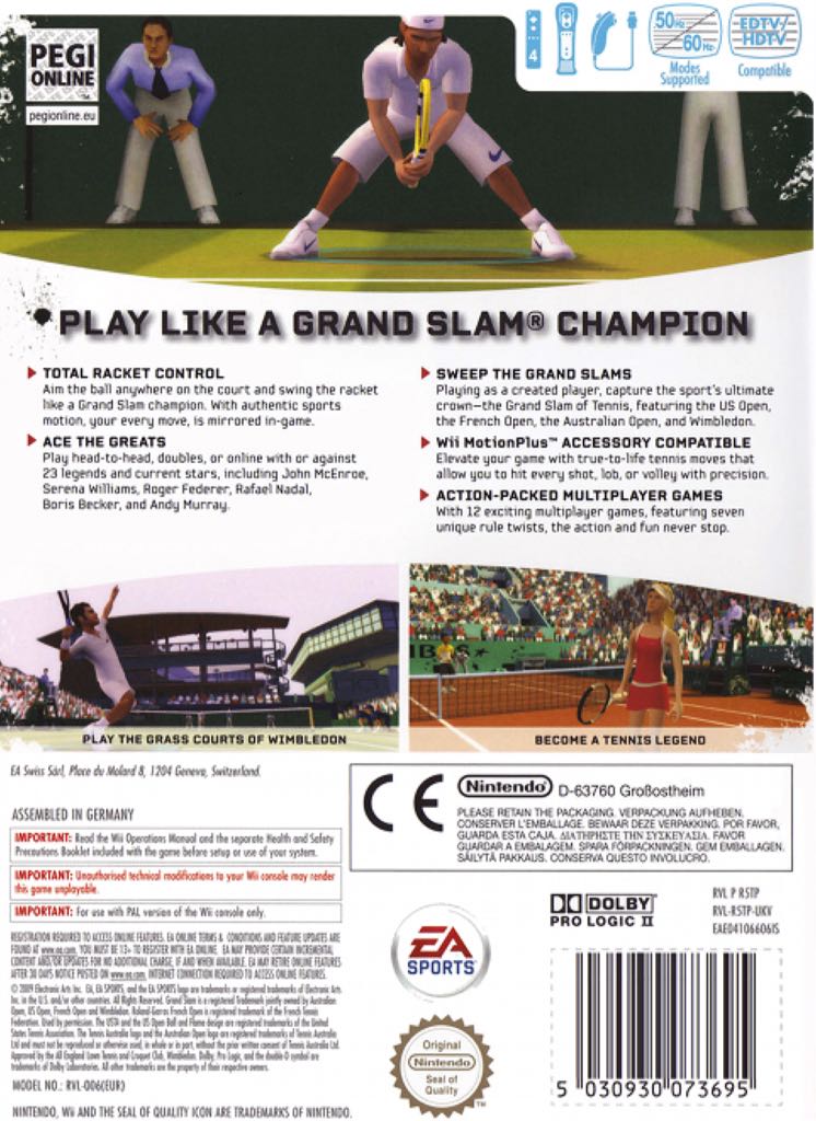 Grand Slam Tennis - Nintendo Wii (Electronic Arts - 1-4) video game collectible [Barcode 5030930077686] - Main Image 2