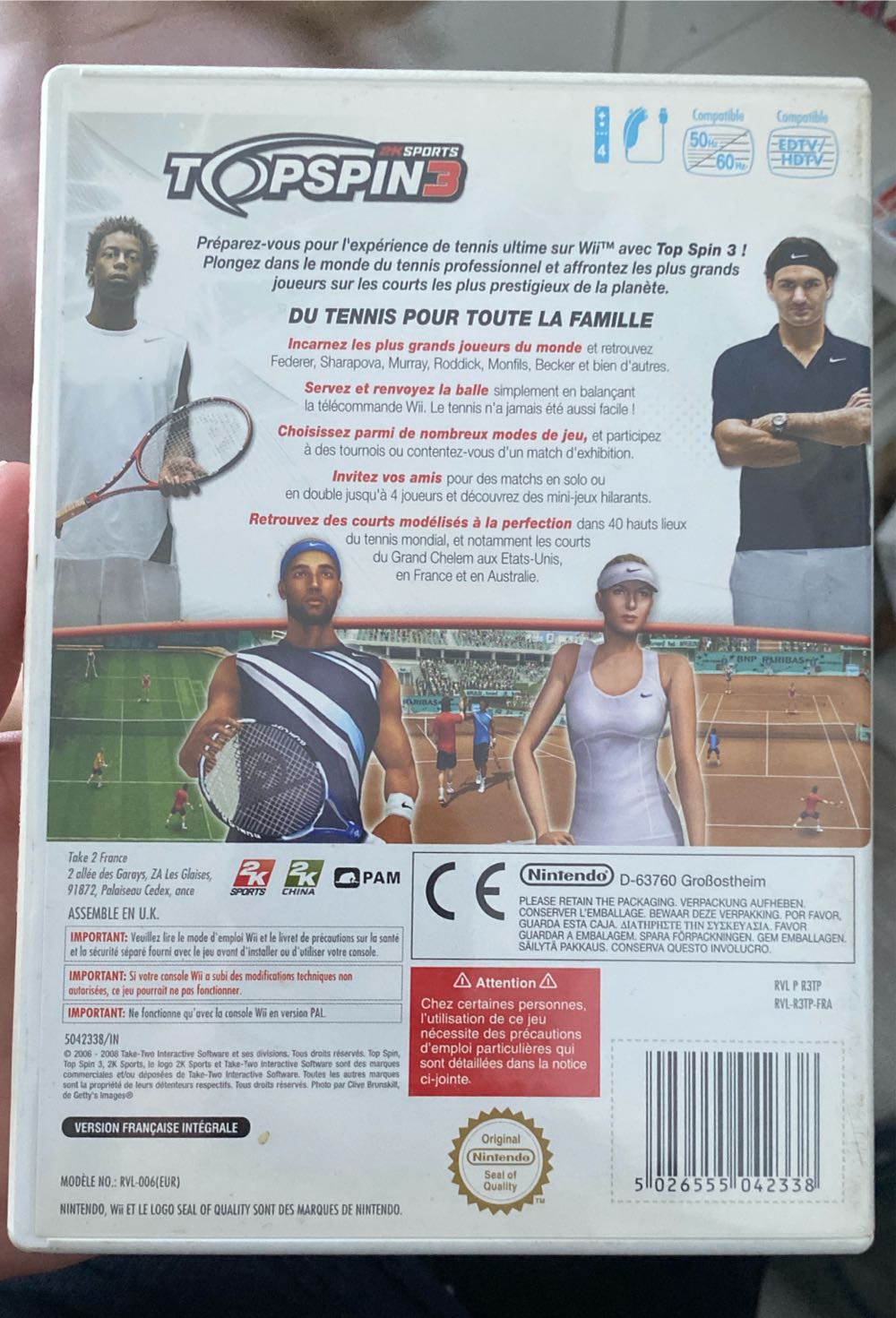 Top Spin 3 - Nintendo Wii video game collectible [Barcode 5026555042338] - Main Image 2