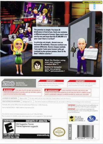 Deal or No Deal - Nintendo Wii (Zoo Publishing Inc. - 4) video game collectible [Barcode 802068101381] - Main Image 2