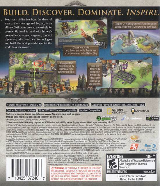 Civilization Revolution - Sony PlayStation 3 (PS3) (2K Games - 1) video game collectible [Barcode 710425372407] - Main Image 2