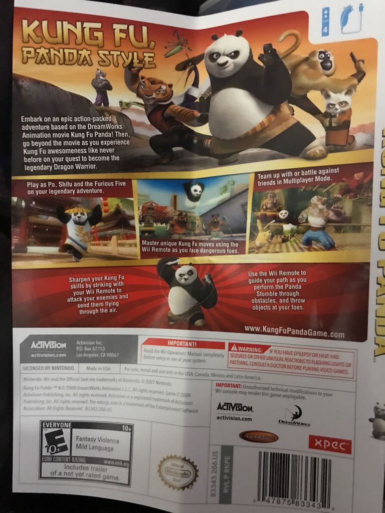 Kung Fu Panda - Nintendo Wii (Activision - 1-4) video game collectible [Barcode 047875833432] - Main Image 2