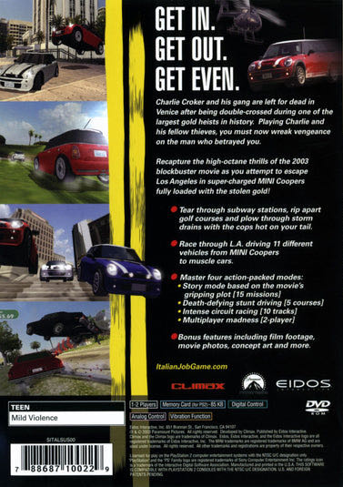 The Italian Job - Sony PlayStation 2 (PS2) (Eidos Interactive - 1-2) video game collectible [Barcode 5032921019170] - Main Image 2