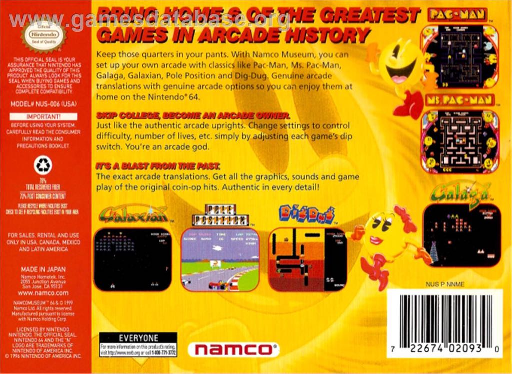 Namco Museum - Nintendo 64 (N64) video game collectible - Main Image 2