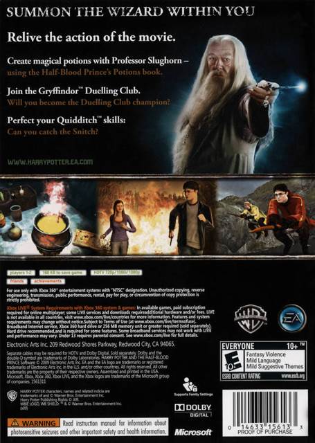 Harry Potter and the Half-Blood Prince - Microsoft Xbox 360 (Electronic Arts/Warner Bros. Interactive Entertainment/Portkey Games - 1) video game collectible [Barcode 014633358933] - Main Image 2