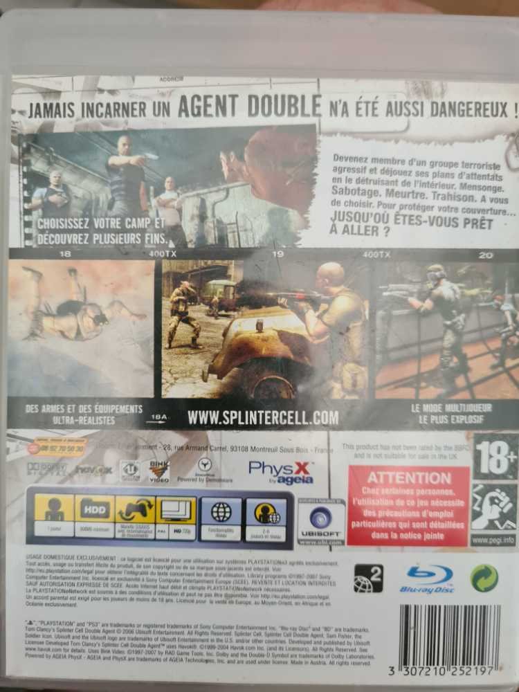 Splinter Cell: Double Agent - Sony PlayStation 3 (PS3) (Ubisoft - 1) video game collectible [Barcode 3307210252197] - Main Image 2