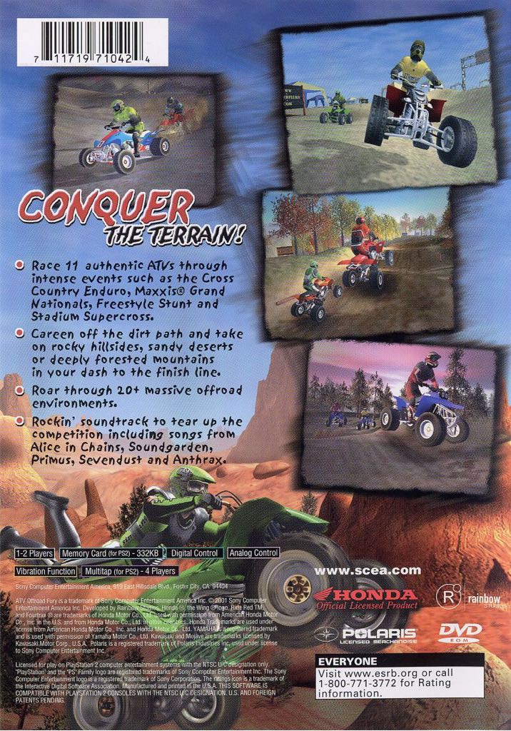 ATV Offroad Fury - Sony PlayStation 2 (PS2) (Sony Computer Entertainment - 1-2) video game collectible - Main Image 2