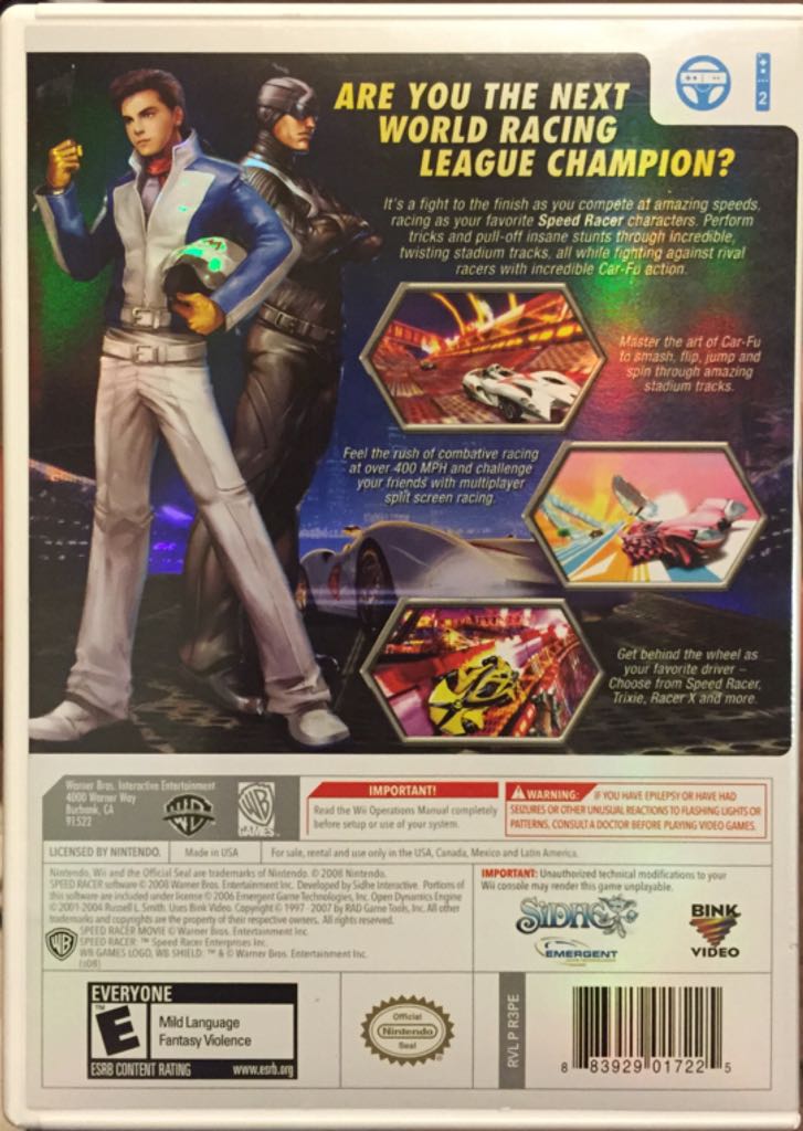 Speed Racer - Nintendo Wii (WB Games - 2 Players) video game collectible [Barcode 883929017225] - Main Image 2