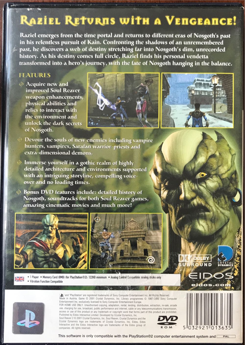 Legacy Of Kain: Soul Reaver 2 - Sony PlayStation 2 (PS2) (Crystal Dynamics - 1) video game collectible [Barcode 8868750005] - Main Image 2